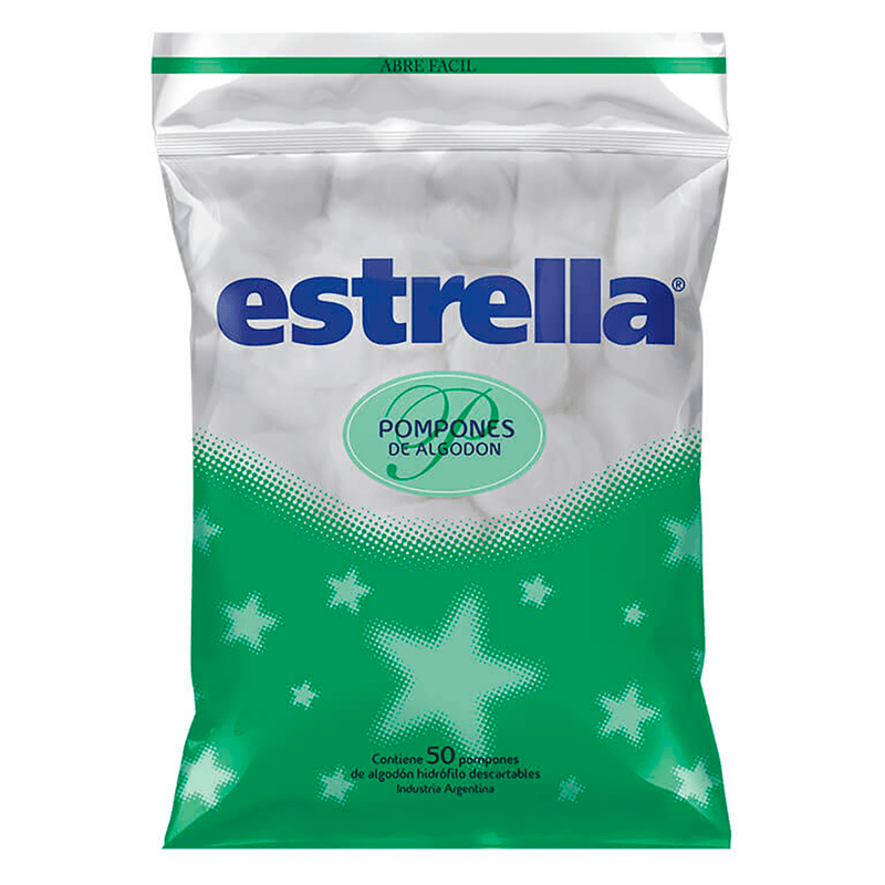 Estrella-Pompones de Algodón x 50 unid-7790064002029