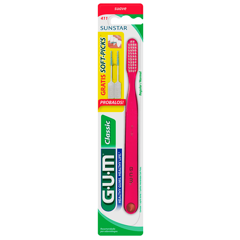 Gym-Cepillo Dental 411 Classic Suave x 1 unid (Color Sujeto a Stock)-0070942004114