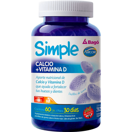 Pastillas de Goma Simple Arcor Calcio + Vitamina D x 60 unid