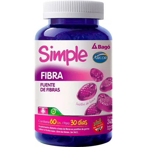 Pastillas de Goma Simple Arcor Fibra x 60 unid