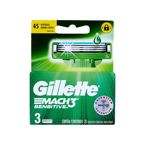 Cartuchos para Afeitar Gillete Mach 3 Sensitive x 3 unid