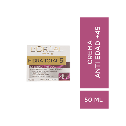 Crema experto antiarrugas +45 L´Oréal Paris Hidra total 5 x 50 ml