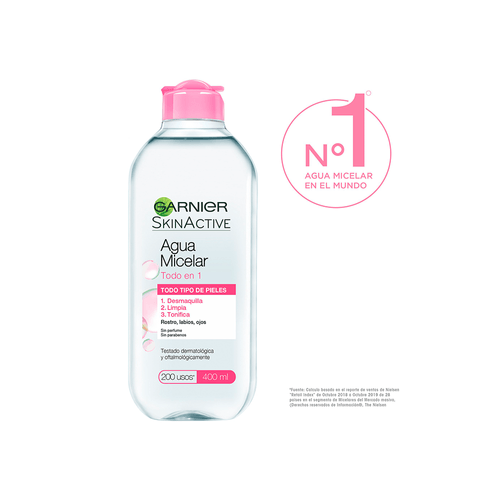 Agua Micelar Todo en 1 Garnier x 400 ml