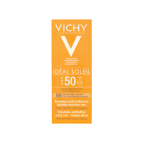 Protector Solar Crema con Color FPS 50 Vichy Idéal Soleil BB Toque Seco x 50 ml