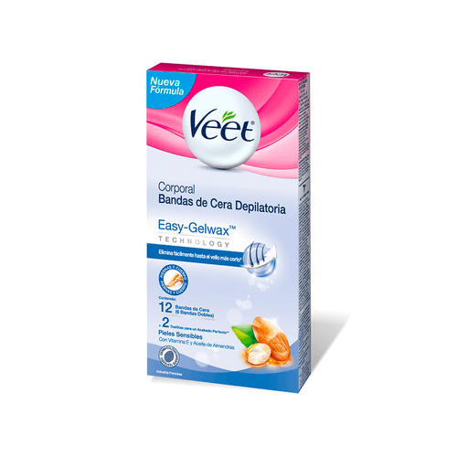 Cera Depilatoria Corporal Veet para Piel Sensible Banda x 12 unid