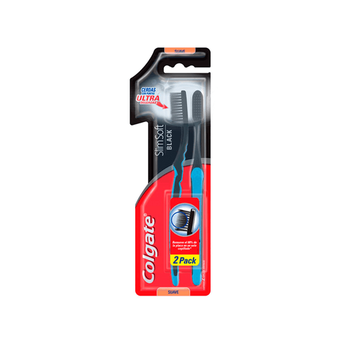Cepillo De Dientes Colgate Slim Soft Black x 2 unid (Color Sujeto a Stock)