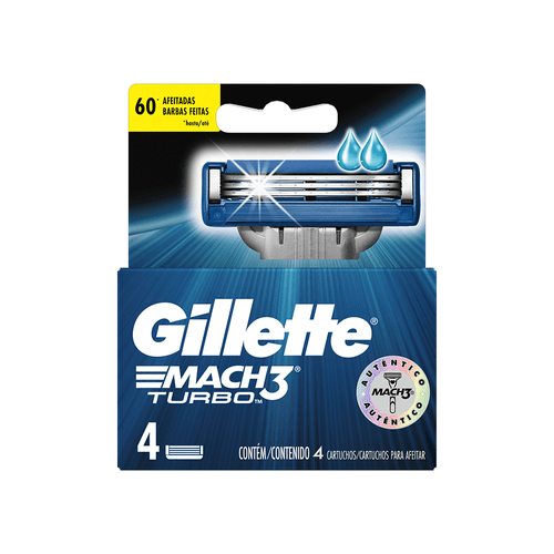 Cartucho para Afeitar Gillete Mach 3 Turbo x 4 unid