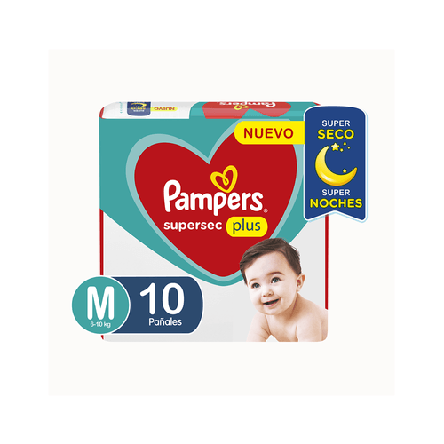 Pañal Pampers SuperSec Max M x 10 unid