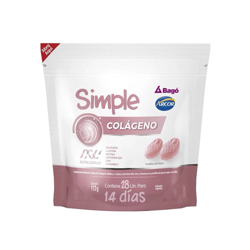 Pastillas de Goma Simple Arcor Simple Colageno x 28 pastillas de goma