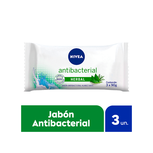Jabón Antibacterial Nivea Herbal 3 x 90 gr