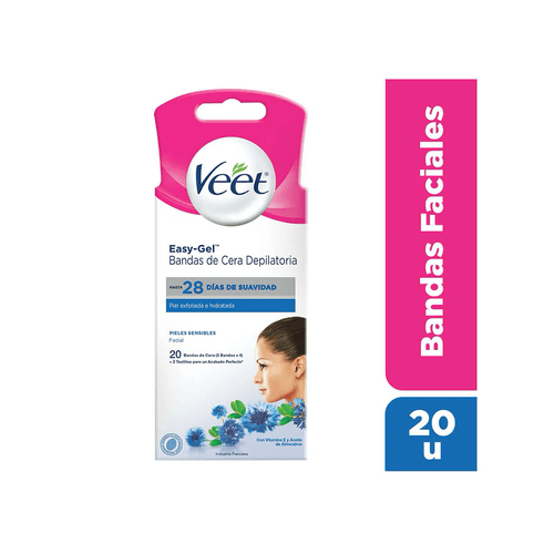 Banda Depilatoria Facial Veet Piel Sensible x 20 unid