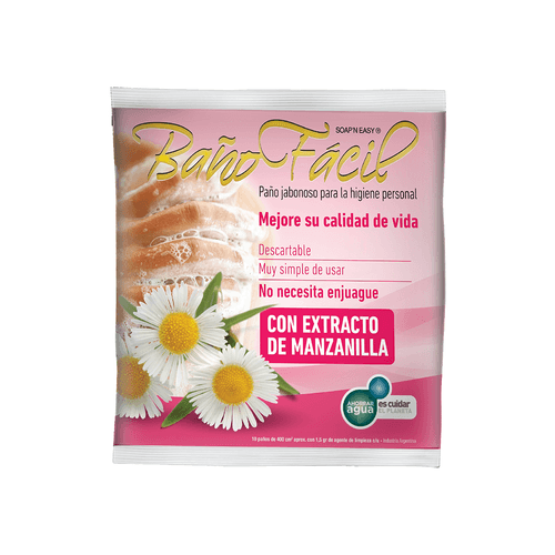 Paño Jabonoso Baño Fácil Manzanilla x 10 unid