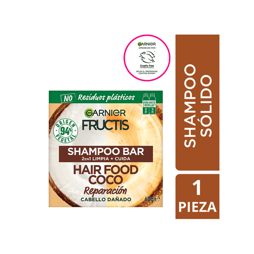 Shampoo Sólido Fructis Garnier Hair Food Coco x 60 gr