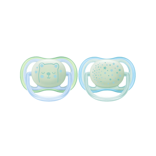 Chupete Avent Ultra Air Nocturno 0-6 meses Celeste x 2 unid