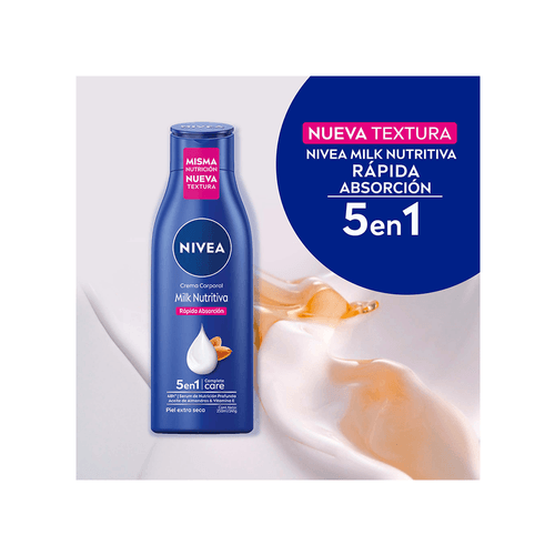 Crema Corporal Nivea Milk Nutritiva 5 en 1 x 250 ml