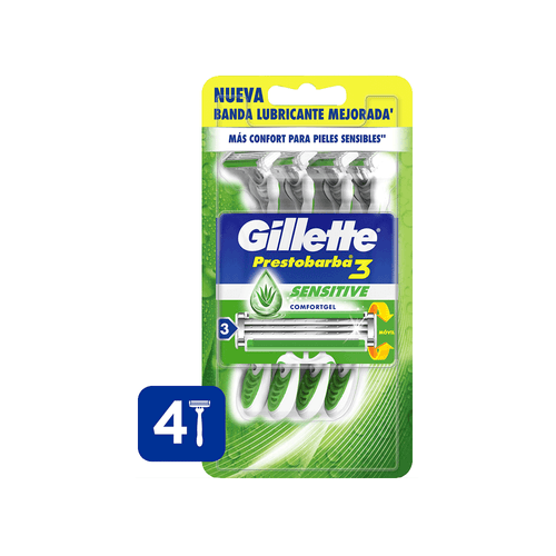 Maquina Afeitar Desechable Gillete Prestobarba3 Sensecare x 4 unid