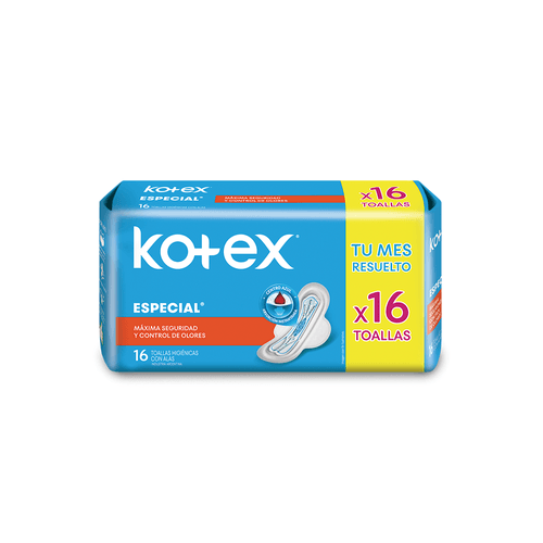 Toalla Femenina Kotex Especial con Alas x 16 unid