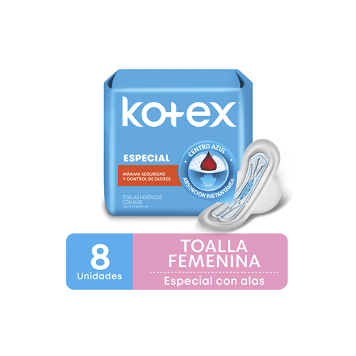 Toalla Femenina Kotex Especial con Alas x 8 unid