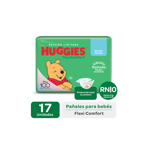 Pañales Huggies Flexi Comfort Talle RN Edicion Limitada x 17un