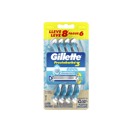 Máquina de Afeitar Gillette Cool Prestobarba 3 x 8 unid