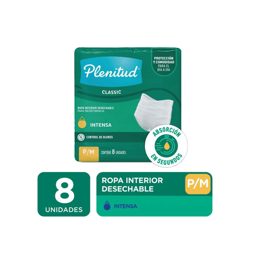 Ropa Interior Plenitud Desechable Classic Unisex Talle P/M x 8 unid
