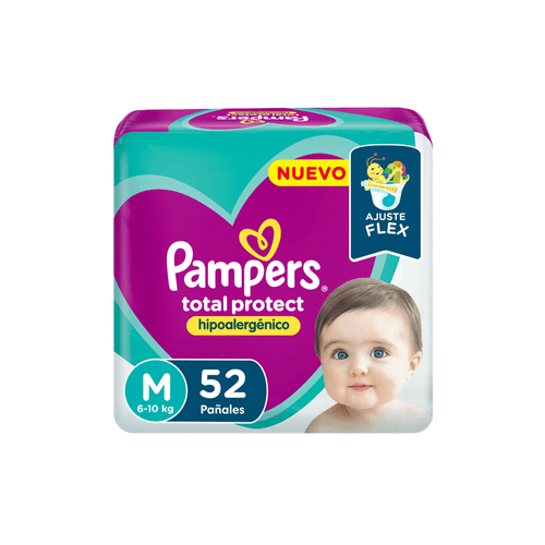 Pañales Pampers Total Protect Extra Plus Talle M x 52 Unid