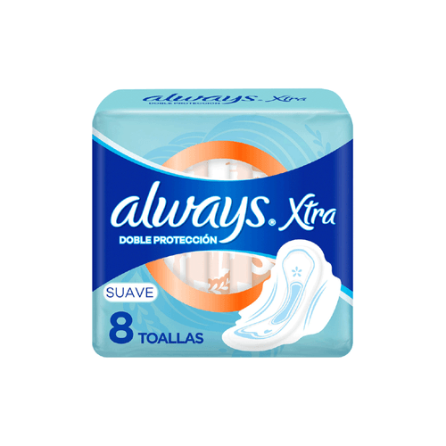 Toallitas Femeninas Always Extra doble Suave x 8 unidades