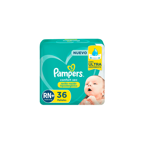 Pañales Pampers Confort Sec RN+ x 36 unid
