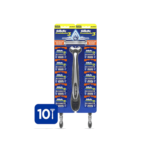 Maquina de Afeitar Desechable Gillete Prestobarba 3 Máquina x 10 unid