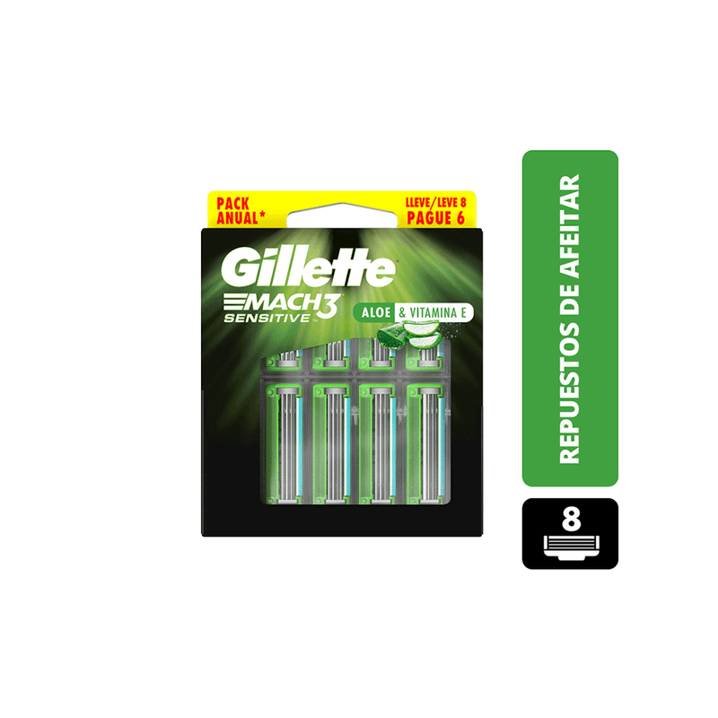 Cartuchos-Para-Afeitar-Gillete-Mach3-Sensitive-x-8-unid-Gillette