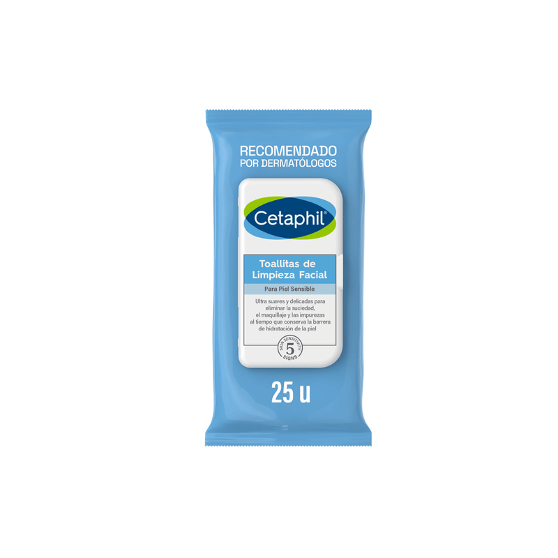 Cetaphil -Toallitas de limpieza facial desmaquillantes Cetaphil  x 25 unid-3499320005326