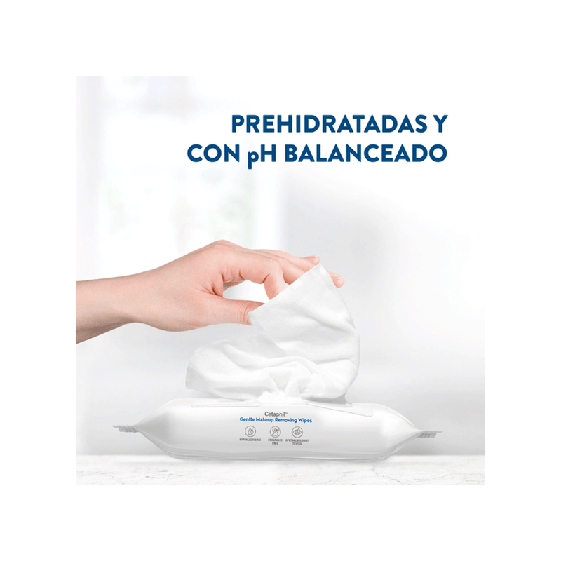 Cetaphil -Toallitas de limpieza facial desmaquillantes Cetaphil  x 25 unid-3499320005326
