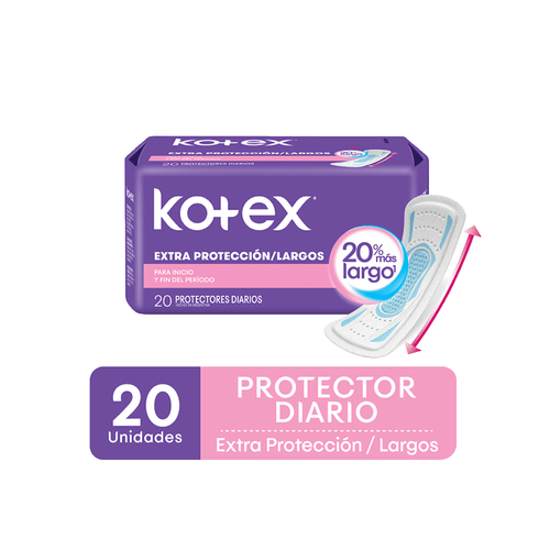 Protector Diario Kotex Largo Extra Protección x 20 unid