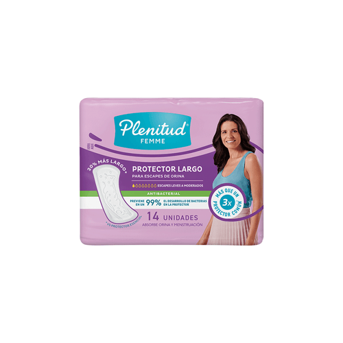 Protector Leve Plenitud Femme Antibacterial x 14 unid