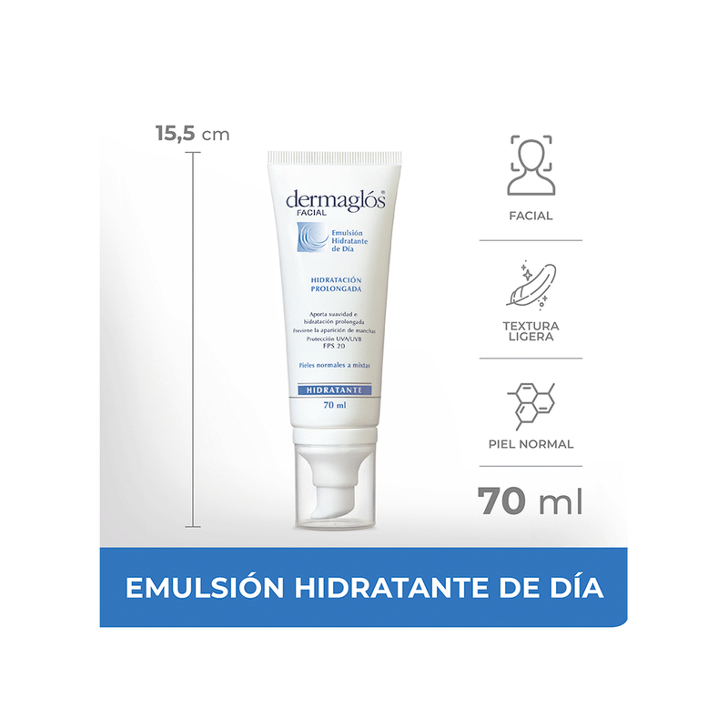 Dermaglos-48049_Dermaglos-Facial-Emulsion-Hidratante-FPS20-Piel-Normal-a-Mixta-x-70-ml_img1-7793742002922