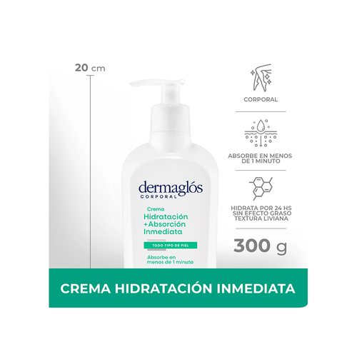 Crema Corporal Dermaglós Hidratación Absorción Inmediata x 300ml