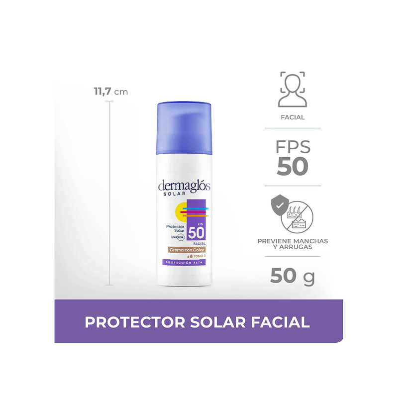 Dermaglos-Protector Solar Dermaglos Crema Tono Medio FPS50 x 50 gr-7793742004568