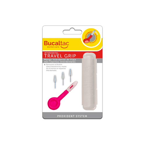 Cepillo Travel Grip Bucal Tac Mango Interdental + 3 Repuestos