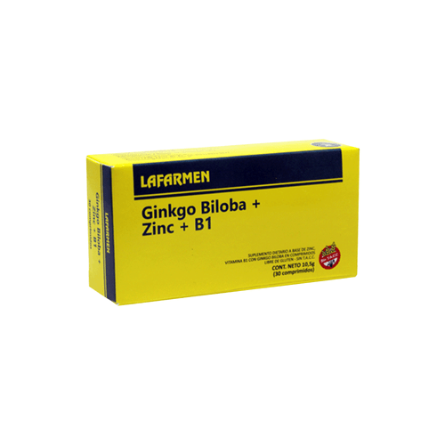 Suplemento Dietario Ginko Biloba+Zinc+B1 x 30 Comp