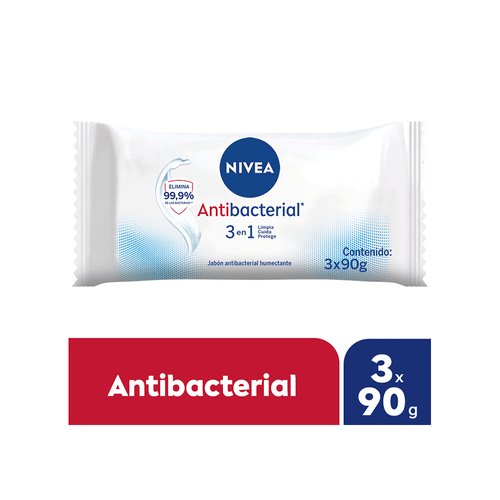 Jabón Humectante Nivea Antibacterial 3 en 1 3 x 90 gr