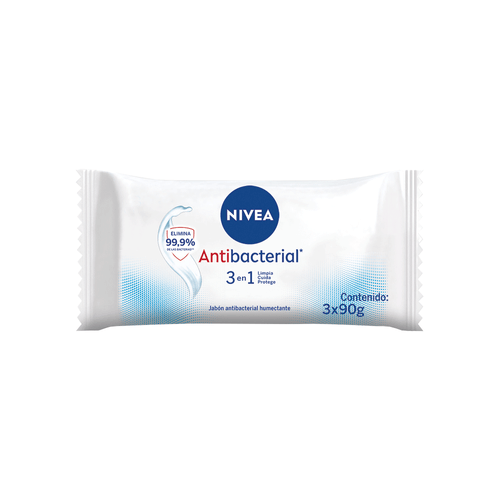 Jabón Humectante Nivea Antibacterial 3 en 1 3 x 90 gr