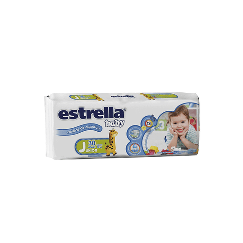 Pañal Estrella Baby Caricias De Algodón Junior x 30 unid