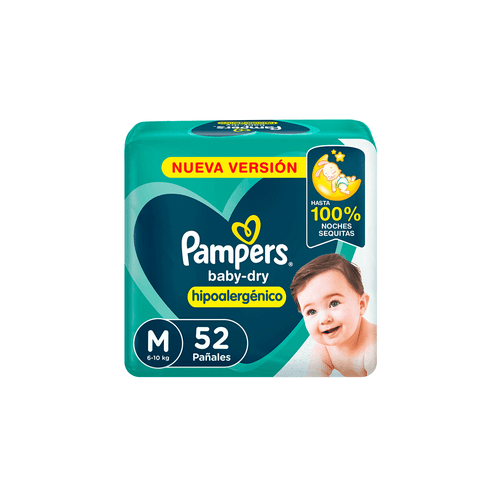 Pañales Pampers BabyDry Talle M x 52 unid