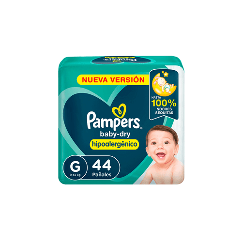 Pañales Pampers BabyDry Talle G x 44 unid