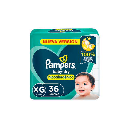 Pañales Pampers BabyDry Talle XG x 36 unid