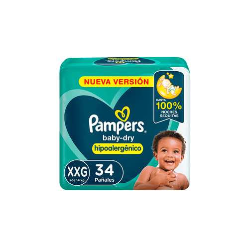 Pañales Pampers BabyDry Talle XXG x 34 unid