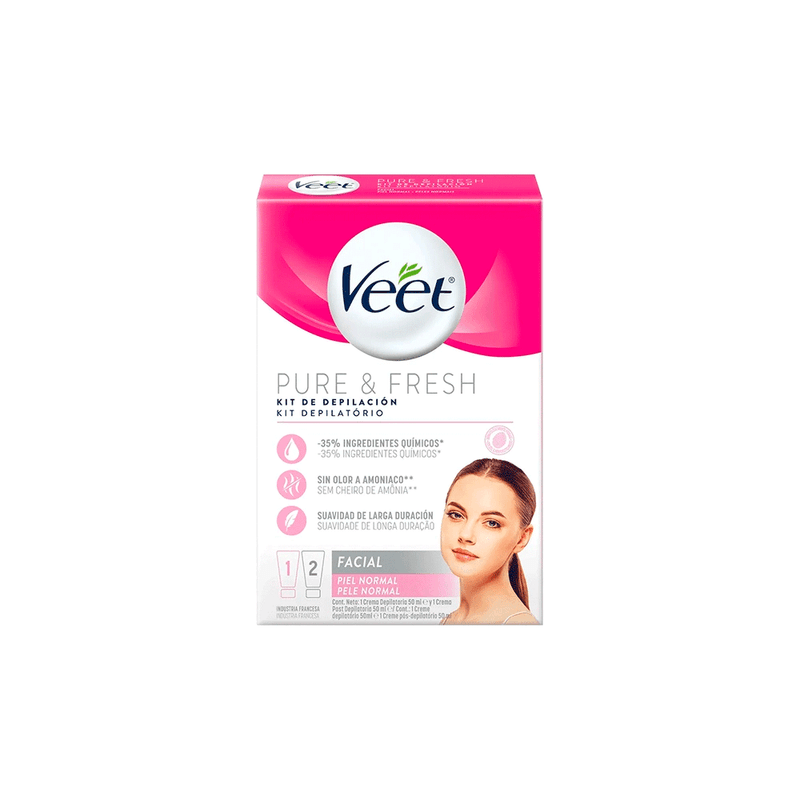 Kit-Crema-Depilatoria-Facial-Veet-Pure-x-50-ml---Post-Depila-Veet