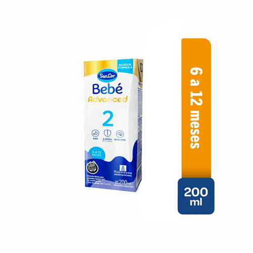 Leche Infantil SanCor Bebé 2 Advanced Brick x 12 unid x 200 ml