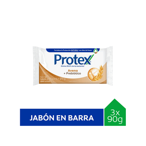 Jabón De Tocador Protex Avena + Prebiótico 3 x 90 gr