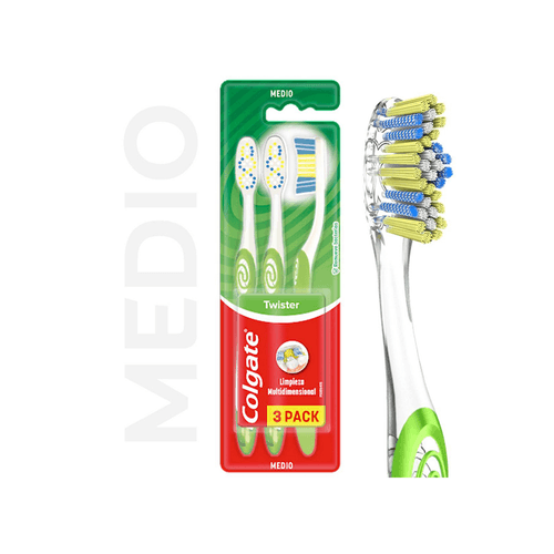 Cepillo De Dientes Colgate Twister Medio x 3 unid (Color Sujeto a Stock)